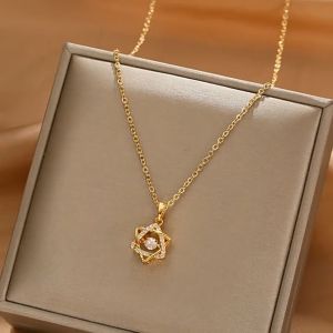 6 sao linh động phiên bản Hàn Quốc dây chuyền vàng nữ 18kMón quà trang sức sang trọng của người phụ nữ mặt dây chuyền