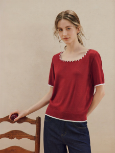 INMAN | Elegant Square Neck Lightweight Slimming Knit Top