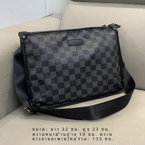 อินเทรนด์ ความจุขนาดใหญ่ของผู้ชาย ลายสก็อต กระเป๋าสะพายข้าง ลำลอง ธุรกิจ สไตล์เกาหลี กระเป๋าสะพายไหล่เดี่ยวแนวนอนทนต่อการสึกหรอ