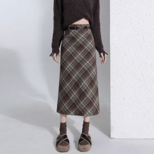 Cocoa Brown Wool Half Skirt Autumn Winter
