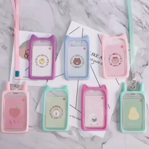 FYBEE Cartoon Silicone ID Card Holder Necklace Name Badge/Lanyard Bus Card Case Business Credit Card Holder