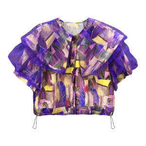 Korean Style Casual Set Womens 2025 New Net Splicing Large Collar Short Sleeve High Waist Wide Leg Pants Two Piece Set