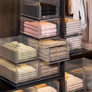 Drawery Type Multi-Layer Partition Home Wardrobe Bedroom Clothes Organizer Storage Shelf Plastic Material for Closet