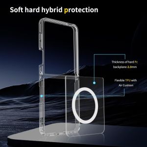 Crystal Clear for Samsung Galaxy Z Flip 7 CaseZ Flip 6 Case [Compatible with MagSafe] Transparent Magnetic Shockproof Clear Back Slim Fit Protective Rugged Phone Case Cover for Samsung Z Flip 7 FE CaseZ Flip 6 Case