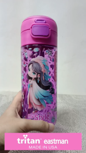 My Style TM 1315 B Dual Functions Drink TRITAN Bottle 600ml for Junior Girls - Botol Minum Teguk Dan Sedotan Anak Perempuan