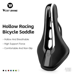 WEST BIKING Bicycle Saddle Ultralight PU Leather Hollow Prostatic Bike Saddle MTB Road Cycling Short Nose Seat Bicycle Parts