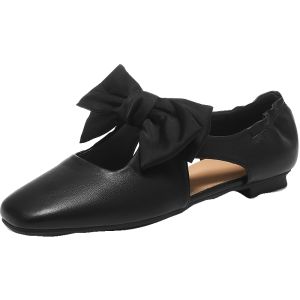 Agsdon | Black Bow Detail Mary Jane Flat Shoes