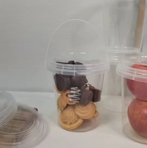 แก้วถัง มี 2 ขนาด 750ml 1000ml มีหูหิ้ว แพ็ค 20 ชิ้น 25 ชิ้น แก้วถังพร้อมฝาปิด พลาสติกอย่างดี ขาวสะอาด