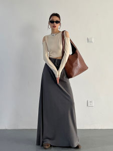 Spring and Summer French Laziness Easiest for Match Casual A- line Slimming Walking Skirt Super Long to Ankle Mop Long Skirt for Women