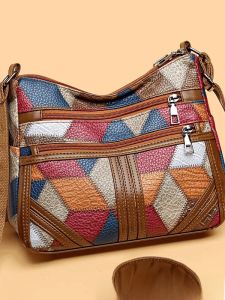 Casual Leather Womens Bag Multi-Layer Large Capacity Universal Bag Trendy Cowhide Backpack Single Shoulder Slant Crossbody Bag