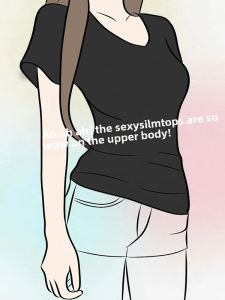 Slim-fit V-neck Womens T-shirt Short Sleeve Summer Design Black Peledress Belle Jia Work Clothing Style for 18-24 Years