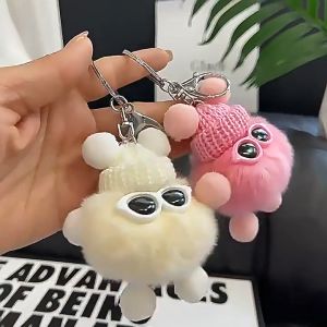 Gantungan Kunci Aksesoris Tas Boneka Topi Rajut Bulu Sintetis Cute Elf Doll Plush Pendant Toy JCGK59