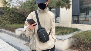 Anti-Theft Sling Bag for Men PU Leather Crossbody Chest Bag with Multiple Pockets - for Daily Commute Office & Travel