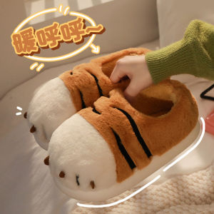 Cute Cartoon Old Tiger Claws Claw Stuffed Thickened Bag Heel Couples Cotton Shoes Fall and Winter Home Warm Non Slip For Home Slippers