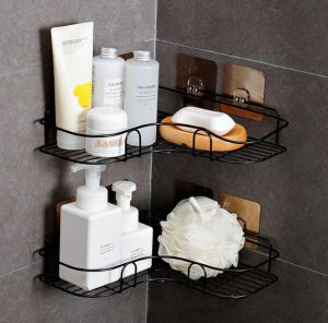 Corner Shelf Bathroom Kitchen Organizer Storage Rack Wall Hanging Adhesive No Drilling Shower Rack - Kmk Trading