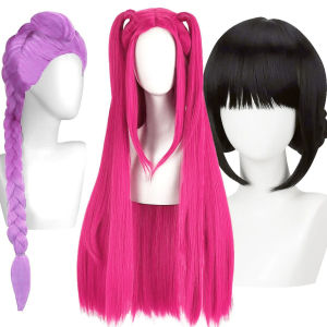 Mira Zoey Rumi Nhóm Nhạc Nữ K-pop Cosplay Bộ Tóc Giả Màu Hồng/Tím Dài Tổng Hợp Lưới Thoáng Khí Mũ Dành Cho Nữ Cô Gái Nhập Vai