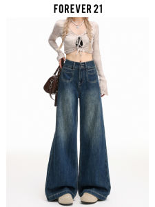 High Waist Wide Leg Blue Jeans Womens Loose Fit Straight Cut Trousers Autumn Fashion Pear Shape Forever 21 Retro Style