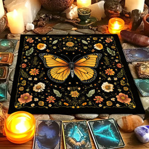 Butterfly Moon Floral Tarot Card Tablecloth Tree of Life Altar Cloth Altar Decor Witchcraft Astrology Oracle Divination Cloth