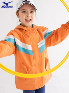 Mizuno Kids Spring Autumn Fashionable Hooded Jacket Medium Length Girls Clothing Cotton Nylon Blend Zipper Closure Sporty Style