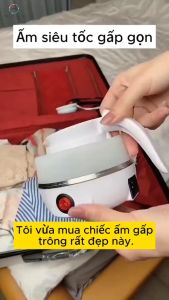 Ấm Đun Nước Gấp Gọn Du Lịch 600ml và Bộ Bình Trà 3d Hình Cá 6 Chén/ Ấm Siêu Tốc Inox 1L8