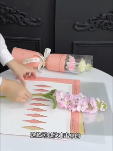 Flower Thick Helper Cardboard Round Flower Bouquet Valentine Birthday Surprise Anniversary Event Wrapping Paper