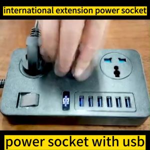 BLACK 1 Gang 3 Way 6 Way British Gauge protection Strip with Usb Fast Charging Strip British Standard Multi-functional Home English UK Plug Power Strips travel power extension household multi universal international extension power socket 插座