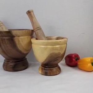 ครก ครกส้มตำไม้ ครกส้มตำเล็ก ครกไม้  รุ่น ธรรมชาติ ครกไม้ส้มตำ ครกส้มตำใหญ่ แถมฟรี สากไม้ 7 นิ้ว 9 นิ้ว 10 นิ้ว