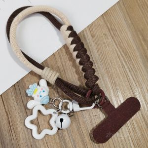 Handmade Short Phone Strap Bracelet Womens Style Woven Lanyard Mobile Phone Accessories Cute Cartoon Cinnamon Dog Kuroko Miya Pendant