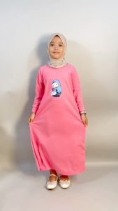 CF Kids Gamis Anak Perempuan Print DTF Rajin Sekolah Baju Muslim 1-14 tahun