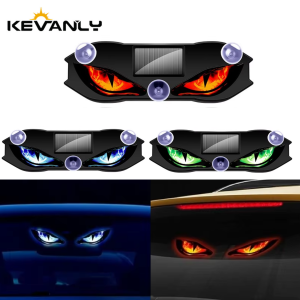 KEVANLY | Solar Powered Car Neon Light Wireless Cool DEMON EYE Led Ambient Light Suction Cup USB Rechargeable Atmosphere Breathing Lamp