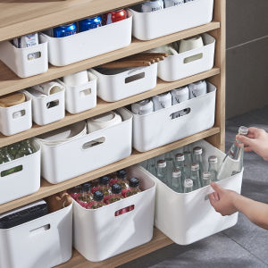 MEISITEKEKE | Thickened Plastic Storage Box White Rectangular Organizer