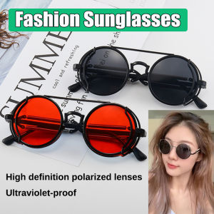 New PC Sunglasses Steam Punk Double Spring Leg Glasses Fashion Trend Round Sunglasses with UV Protection