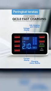 COD ASOMETECH Charger Smart  USB 8 Port Digital Fast Charging PD QC 40W with LED / Cas Hp Cepat Penuh Otomatis Fast Charge Type c  Semua Hp Pengisian Super Cepat