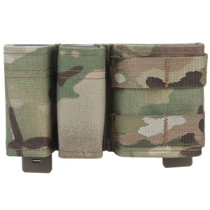 กระเป๋าหนีบ MOLLE สไตล์ตะวันตกกระเป๋าสองชั้นแบบดึงออกได้อย่างรวดเร็วสำหรับกิจกรรมกลางแจ้ง9มม. + กระเป๋าฟังก์ชั่นลายพราง5.56 (ต่ำ)