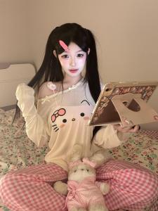 Áo Thun Dài Tay in Hình Mèo Dễ Thương Phong Cách Hàn Quốc Dành Cho Nữ Dáng Rộng Thoải Mái Đa Năng Mùa Thu Áo Khoác Ngoài