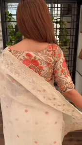 UCs Elegant Linen Cotton Saree with Rich Zari Butti & Designer Blouse