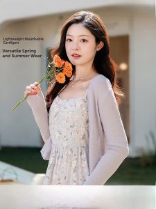 Lagogo 2025 New Style Dopaamine V-neck Knitted Open Cardigan Womens Elegant Fashionable Long Sleeve Thin Regular Fit Pullover