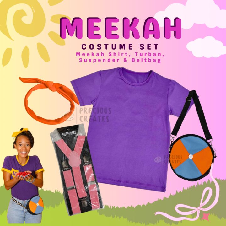 MEEKAH - BLiPPi KIDS COSTUME SET Affordable (Violet Shirt/ Turban/ Suspender/ Blippi Belt bag)