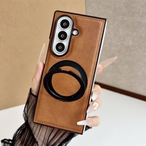 szhaiyu | Luxury Leather Rotating Bracket Phone Case for Samsung Galaxy Z Fold 8 Fold8 Ultra for MagSafe Magnetic Holder Shockproof Cover