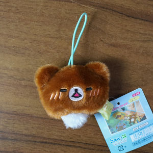 Takara Tomy | Kawaii Rilakkumass Cartoon Bear Emoji Keyring Plush Toy Mobile Phone Lanyard Toy Doll Birthday Fur Ornament Decoration Gifts