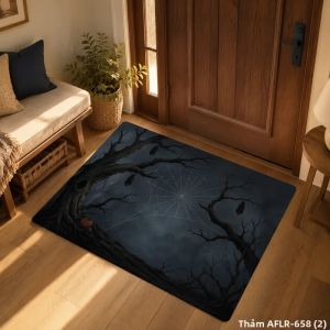 VIKAMA Halloween Bầu Trời Đầy Sao Mạng Nhện Thảm Chống Trơn Trượt Có Thể Giặt Phòng Tắm Thảm Cửa Lối Vào Trang Trí Nhà Polyester In Hình Thảm