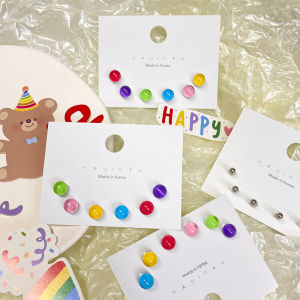 Titanium Steel Inlaid Colorful Water Drop Shapes for Women Fashionable Sweet Style Earrings