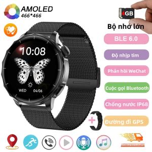 Đồng Hồ Thông Minh Mới 2025 Bộ Nhớ Lớn 4GB Màn Hình AMOLED HD 466x466 Chống Nước IP68 Thiết Bị Theo Dõi Thể Dục Đo Nhịp Tim Dành Cho Nam Nữ Tương Thích Với OPPO Và WeChat