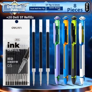 deli | Fast Drying 360 Degree Rotatable Out Core Smooth ST Tip High Appearance Exam Pen Black Ink Pen