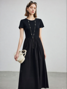 FAMANXUAN | Elegant Slimming Tencel Black Summer Dress