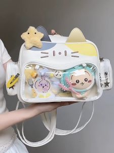 Y2K Trendy Hot Girl Pain Bag Shoulder Crossbody Bag Cute Mechanical Cat Messenger Bag Backpack
