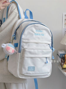 Large Capacity School Bag Preppy Style Contrast Color Double Shoulder Backpack for Junior High School Girls Outdoor Camping Bag