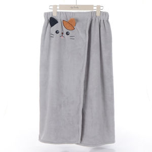 Cute Cat Pattern Wearable Soft Coral Fleece Towel