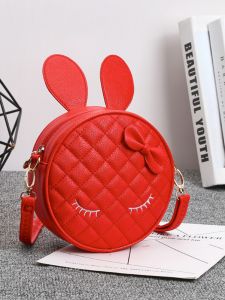 Cute Cartoon Little Girl Childrens Bag Fashionable round Shoulder Crossbody Bag for Women Soft PU Leather Animal Shape