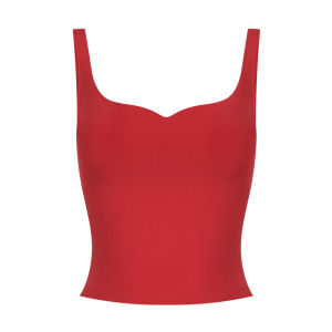 Itsnikar Betty Vest Sensual Red V-neck Womens Tank Top with Chest Pad Slimming Inner Wear Polyester Spandex Blend Regular Fit